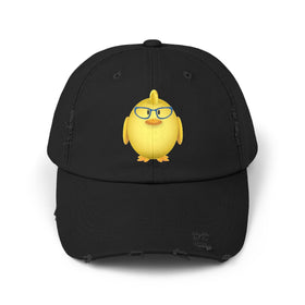 Chick with Glasses Unisex Distressed Cap