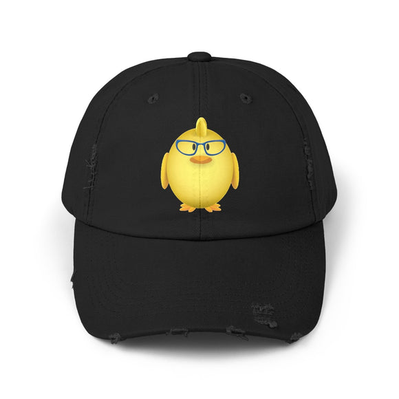 Chick with Glasses Unisex Distressed Cap
