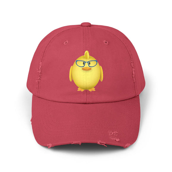Chick with Glasses Unisex Distressed Cap