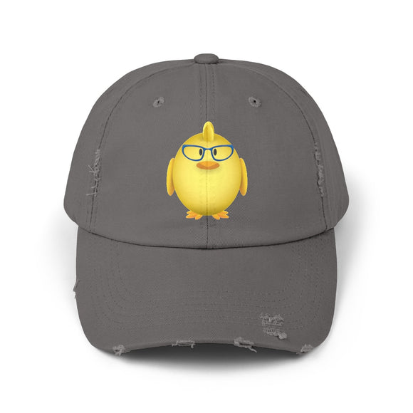 Chick with Glasses Unisex Distressed Cap