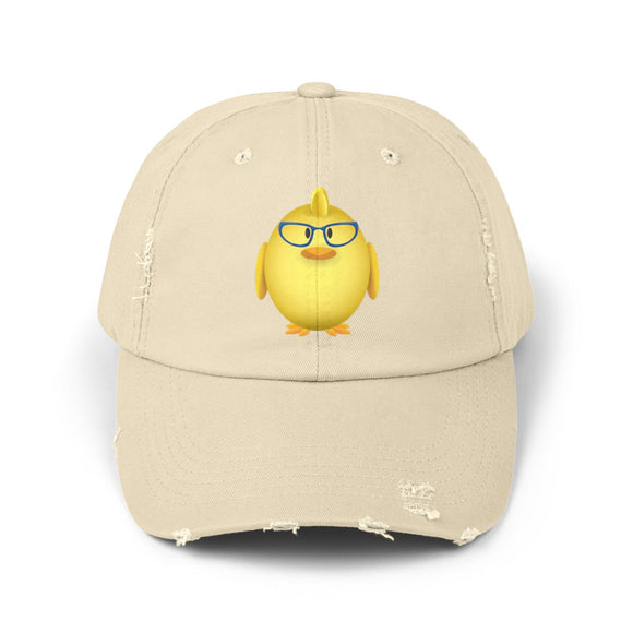 Chick with Glasses Unisex Distressed Cap