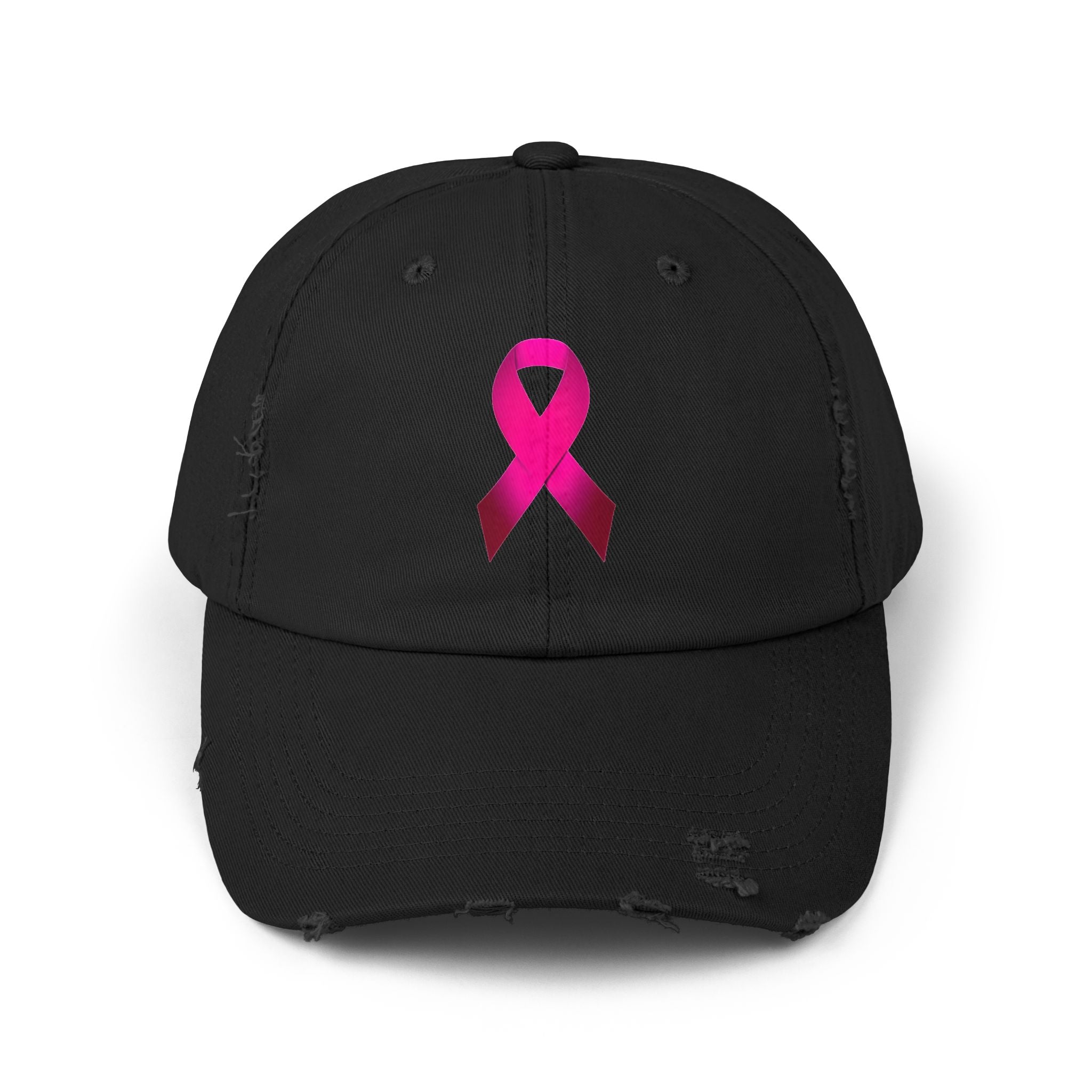 Breast Cancer Ribbon Unisex Distressed Cap