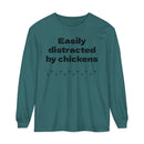 Easily Distracted Unisex Garment-dyed Long Sleeve T-Shirt-2
