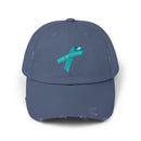 Ovarian Cancer Ribbon Unisex Distressed Cap-5