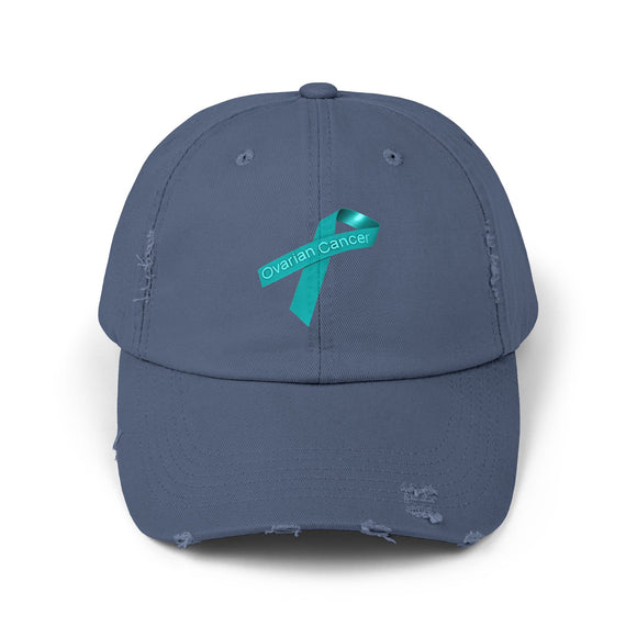 Ovarian Cancer Ribbon Unisex Distressed Cap