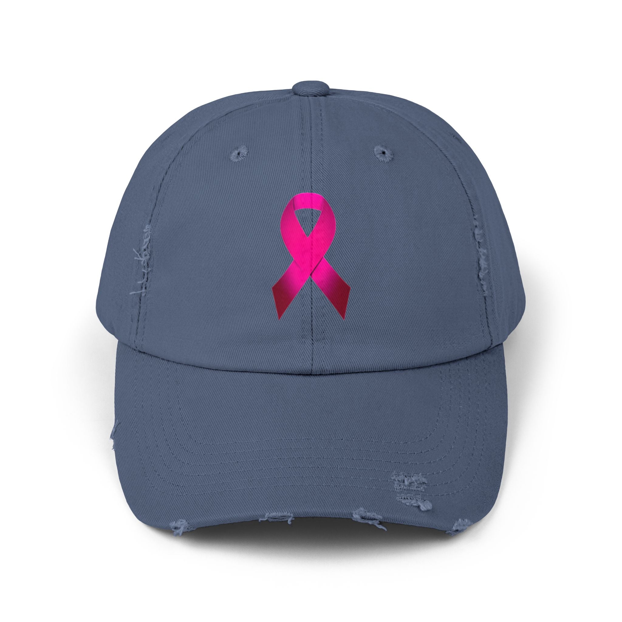 Breast Cancer Ribbon Unisex Distressed Cap