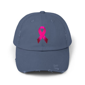 Breast Cancer Ribbon Unisex Distressed Cap