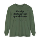 Easily Distracted Unisex Garment-dyed Long Sleeve T-Shirt-7