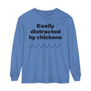 Easily Distracted Unisex Garment-dyed Long Sleeve T-Shirt-5