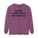Easily Distracted Unisex Garment-dyed Long Sleeve T-Shirt-1