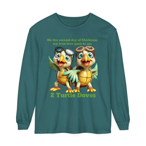 2 Turtle Doves Unisex Garment-dyed Long Sleeve T-Shirt
