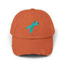 Ovarian Cancer Ribbon Unisex Distressed Cap-1
