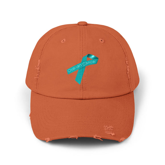 Ovarian Cancer Ribbon Unisex Distressed Cap