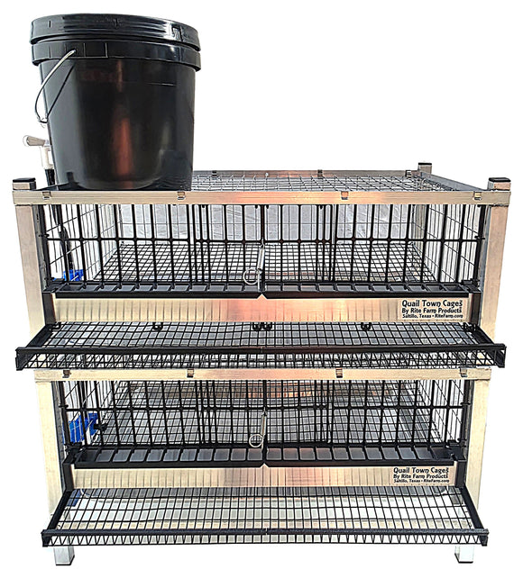Quail Town Cages by Rite Farm Products - Pro Modular Quail Grow Out & Layer Cage Tower System Transparent Reservoir