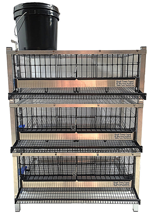 Quail Town Cages by Rite Farm Products - Pro Modular Quail Grow Out & Layer Cage Tower System Transparent Reservoir