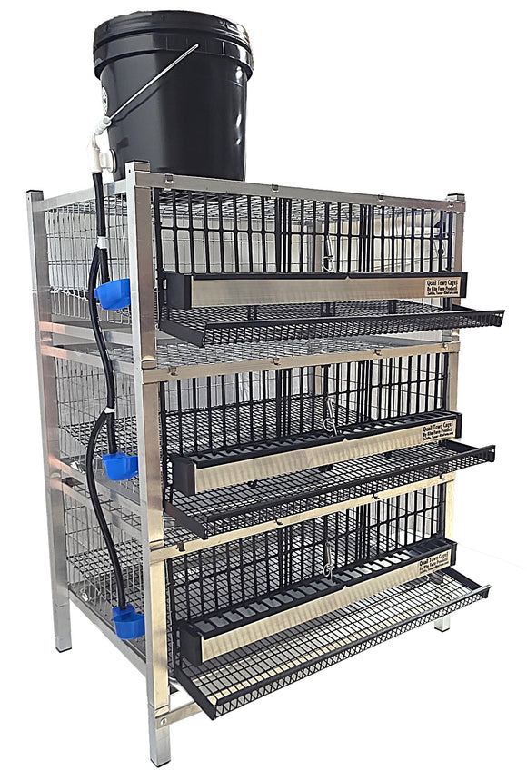 Quail Town Cages by Rite Farm Products - Pro Modular Quail Grow Out & Layer Cage Tower System Transparent Reservoir