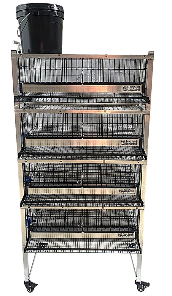 Quail Town Cages by Rite Farm Products - Pro Modular Quail Grow Out & Layer Cage Tower System Black Reservior