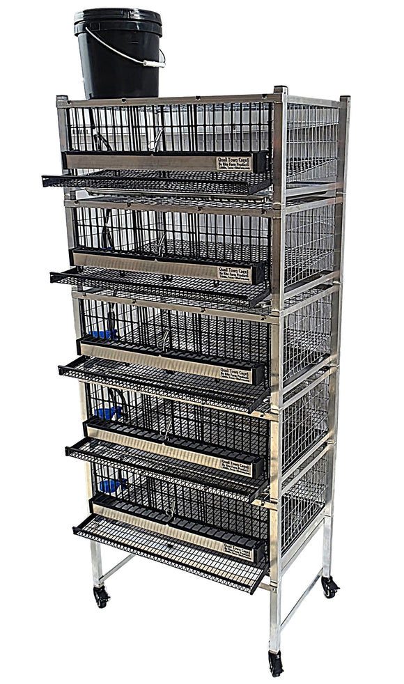 Quail Town Cages by Rite Farm Products - Pro Modular Quail Grow Out & Layer Cage Tower System Black Reservior