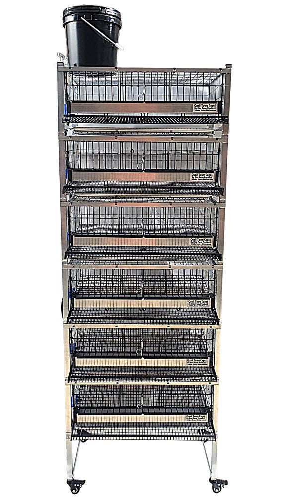 Quail Town Cages by Rite Farm Products - Pro Modular Quail Grow Out & Layer Cage Tower System Black Reservior
