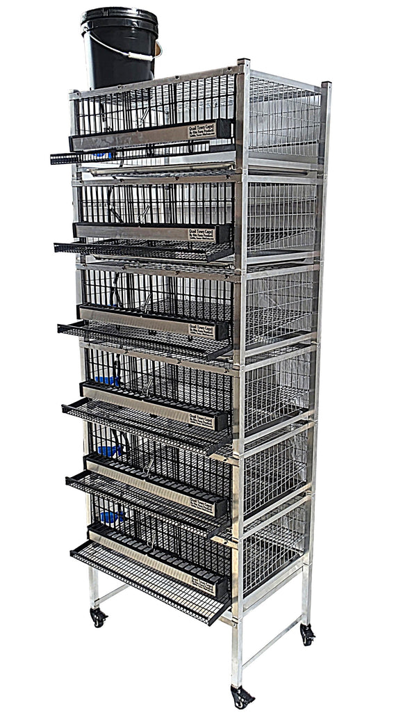 Quail Town Cages by Rite Farm Products - Pro Modular Quail Grow Out & Layer Cage Tower System Black Reservior