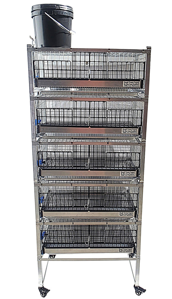 Quail Town Cages by Rite Farm Products - Pro Modular Quail Grow Out & Layer Cage Tower System Black Reservior