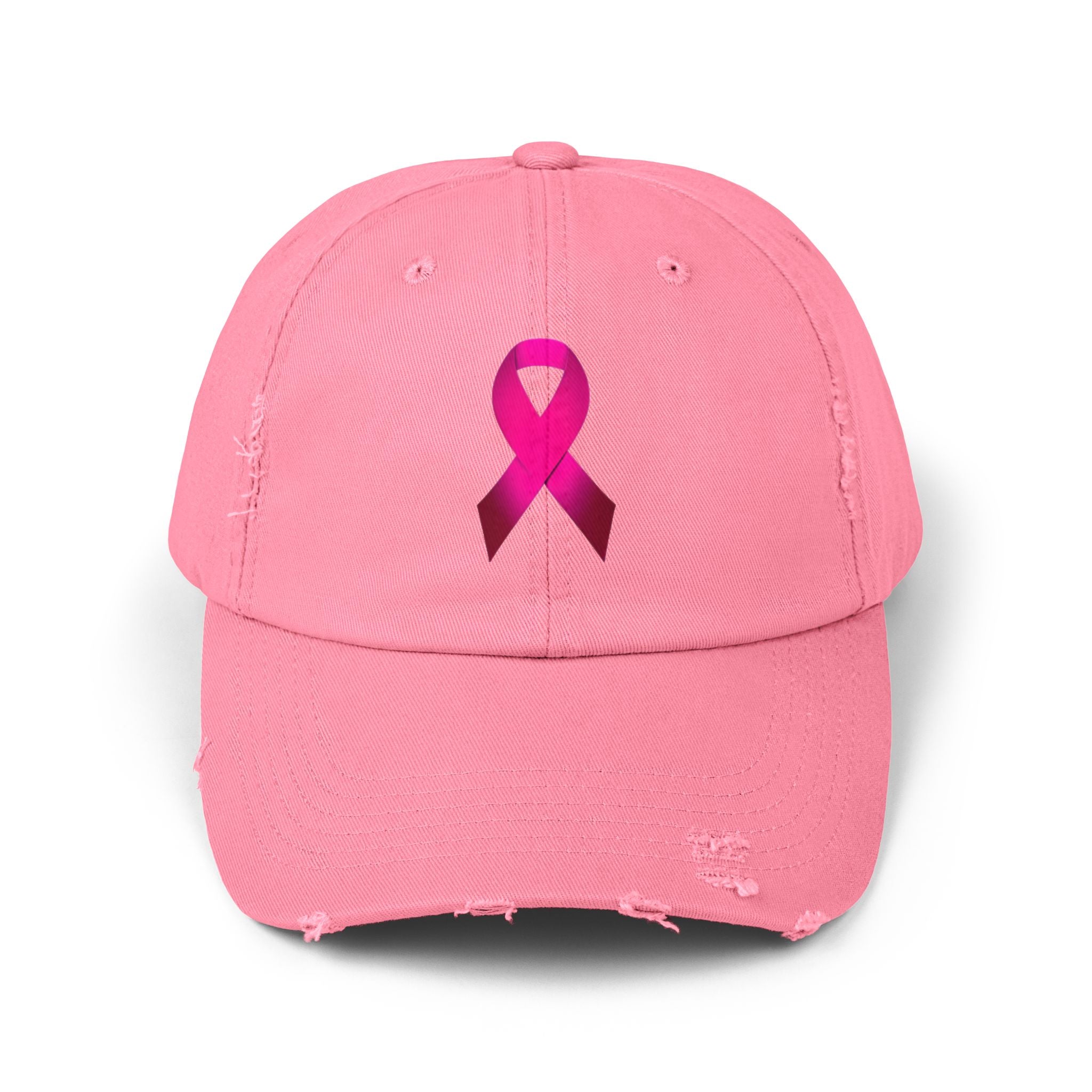 Breast Cancer Ribbon Unisex Distressed Cap