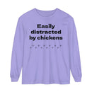 Easily Distracted Unisex Garment-dyed Long Sleeve T-Shirt-8