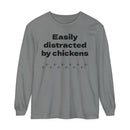 Easily Distracted Unisex Garment-dyed Long Sleeve T-Shirt-6