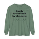 Easily Distracted Unisex Garment-dyed Long Sleeve T-Shirt-11
