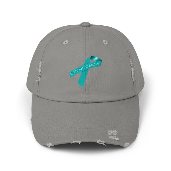 Ovarian Cancer Ribbon Unisex Distressed Cap