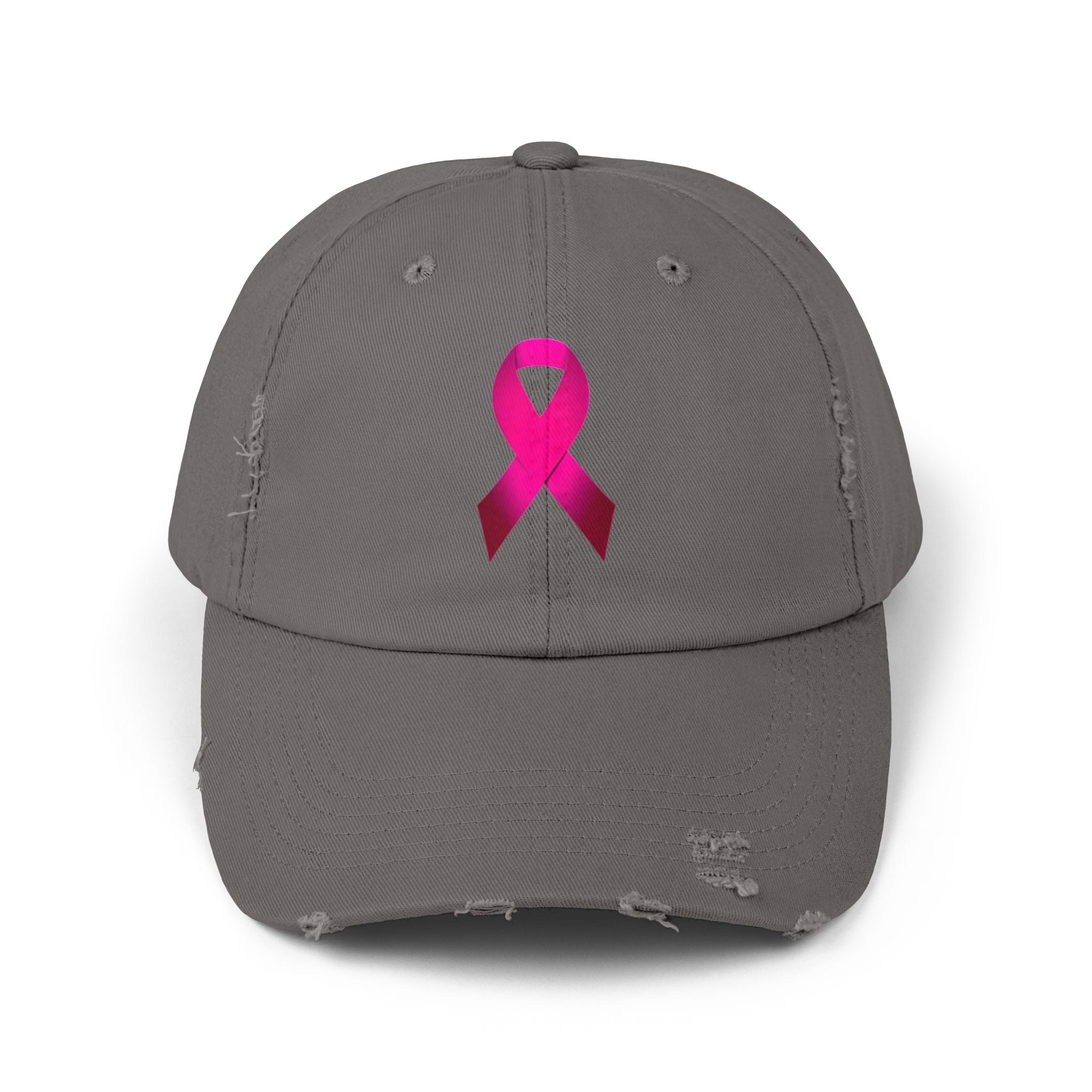 Breast Cancer Ribbon Unisex Distressed Cap