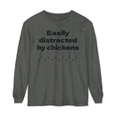 Easily Distracted Unisex Garment-dyed Long Sleeve T-Shirt-9