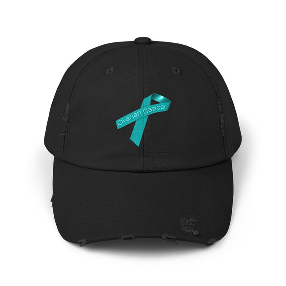 Ovarian Cancer Ribbon Unisex Distressed Cap