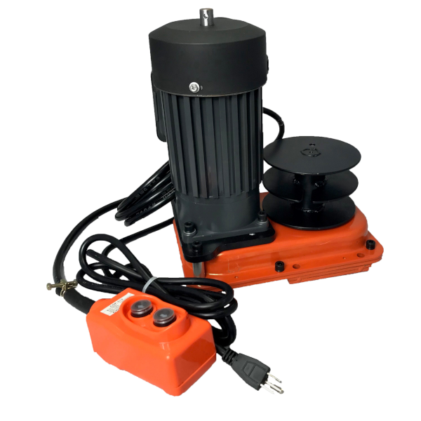 Motorized 5000 Pound Capacity Double Drum Ceiling Winch